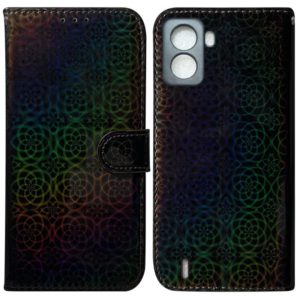 For Tecno Pop 6 No Fingerprints Colorful Magnetic Buckle Leather Phone Case(Black) (OEM)