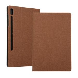 Voltage Stretch Fabric Texture Horizontal Flip Leather Case for Galaxy Tab S6 T860, with Holder(Brown) (OEM)