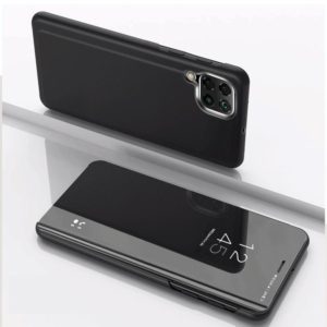 For Samsung Galaxy A42 Plated Mirror Horizontal Flip Leather Case with Holder(Black) (OEM)