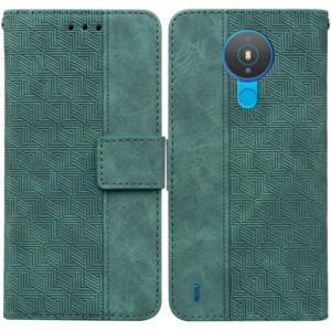 For Nokia 1.4 Geometric Embossed Leather Phone Case(Green) (OEM)