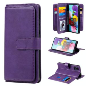 For Samsung Galaxy A51 (4G) Multifunctional Magnetic Copper Buckle Horizontal Flip Solid Color Leather Case with 10 Card Slots & Wallet & Holder & Photo Frame(Purple) (OEM)