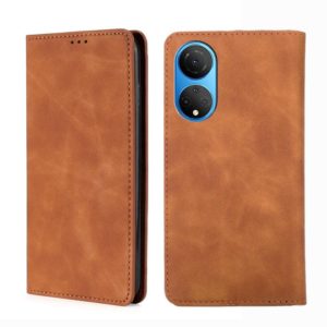For Honor X7 4G Skin Feel Magnetic Horizontal Flip Leather Phone Case(Light Brown) (OEM)