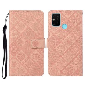 For Huawei Honor 9A Ethnic Style Embossed Pattern Horizontal Flip Leather Case with Holder & Card Slots & Wallet & Lanyard(Pink) (OEM)