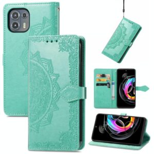 For Motorola Edge 20 Lite Mandala Embossing Pattern Horizontal Flip Leather Case with Holder & Card Slots & Wallet & Lanyard(Green) (OEM)