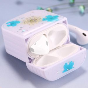 For AirPods 1 / 2 Beautiful Ladies Flowers Pattern Wireless Earphone Protective Case(Blue) (OEM)