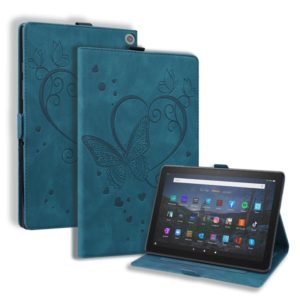For Amazon Fire HD 10 Plus (2021) / HD 10 (2021) Love Butterfly Pattern Horizontal Flip Leather Case with Holder & Sleep / Wake-up Function(Blue) (OEM)