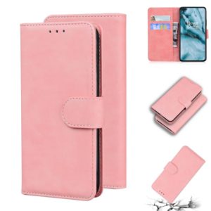 For OnePlus Nord Skin Feel Pure Color Flip Leather Phone Case(Pink) (OEM)