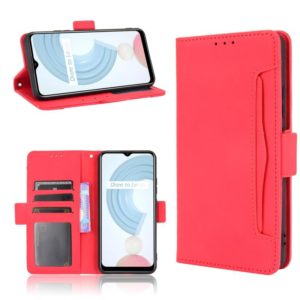 For OPPO Realme C21 Skin Feel Calf Pattern Horizontal Flip Leather Case with Holder & Card Slots & Photo Frame(Red) (OEM)