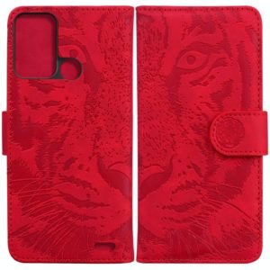 For ZTE Blade A52 Tiger Embossing Pattern Horizontal Flip Leather Phone Case(Red) (OEM)