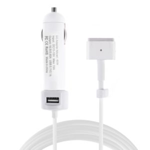 60W 5.1V 2.1A USB Interface Car Charger with 16.5V 3.65A T MagSafe 2 Interface Data Cable(White) (OEM)