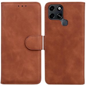 For Infinix Smart 6 Skin Feel Pure Color Flip Leather Phone Case(Brown) (OEM)