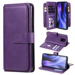 For Xiaomi Redmi 10X 5G / Redmi 10X Pro 5G Multifunctional Magnetic Copper Buckle Horizontal Flip Solid Color Leather Case with 10 Card Slots & Wallet & Holder & Photo Frame(Purple) (OEM)