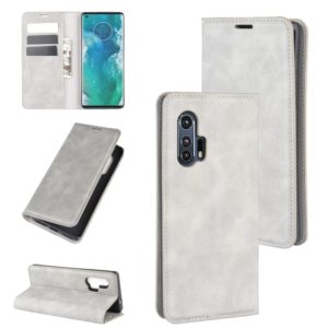 For Motorola Edge+ Retro-skin Business Magnetic Suction Leather Case with Holder & Card Slots & Wallet(Grey) (OEM)