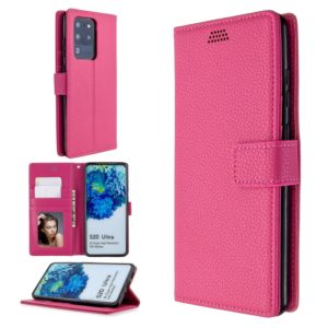 For Samsung Galaxy S20 Ultra Litchi Texture Horizontal Flip Leather Case with Holder & Card Slots & Wallet & Photo Frame(Rose) (OEM)