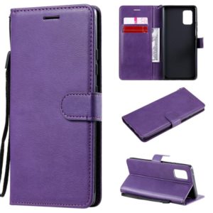 For Samsung Galaxy A71 5G Solid Color Horizontal Flip Protective Leather Case with Holder & Card Slots & Wallet & Photo Frame & Lanyard(Purple) (OEM)
