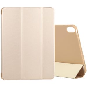 For iPad Air 2022 / 2020 10.9 Silicone 3-Folding Full Coverage Leather Case(Gold) (OEM)