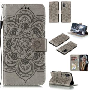 For Galaxy A41 Mandala Embossing Pattern Horizontal Flip PU Leather Case with Holder & Card Slots & Walle & Lanyard(Grey) (OEM)