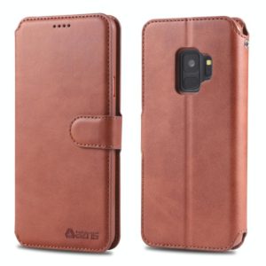 For Galaxy S9 AZNS Calf Texture Magnetic Horizontal Flip PU Leather Case with Holder & Card Slots & Photo Frame(Brown) (AZNS) (OEM)