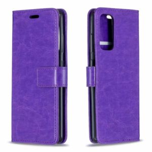 For Motorola Moto G100 Crazy Horse Texture Horizontal Flip Leather Case with Holder & Card Slots & Wallet & Photo Frame(Purple) (OEM)