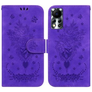 For Infinix Hot 11s NFC X6812B Butterfly Rose Embossed Leather Phone Case(Purple) (OEM)