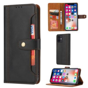 For iPhone 12 mini Calf Texture Double Fold Clasp Horizontal Flip Leather Case with Photo Frame & Holder & Card Slots & Wallet (Black) (OEM)