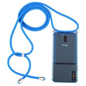 For iPhone XS Max Transparent TPU Protective Case with Lanyard & Card Slot(Blue) (OEM)