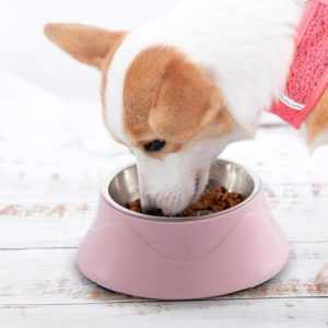 Pet Food Bowl Stainless Steel Dog Cat Dual-use Bowl(Pink) (OEM)