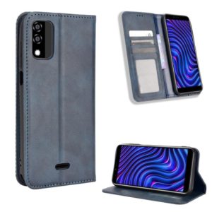 For BLU C5 Max 2022 Magnetic Buckle Retro Texture Leather Phone Case(Blue) (OEM)