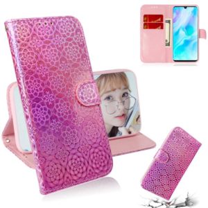 For Huawei P30 Lite / Nova 4e Solid Color Colorful Magnetic Buckle Horizontal Flip PU Leather Case with Holder & Card Slots & Wallet & Lanyard(Pink) (OEM)