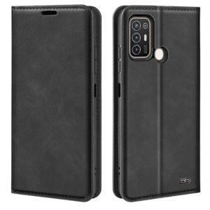 For ZTE Blade A52 Retro-skin Magnetic Suction Leather Phone Case(Black) (OEM)