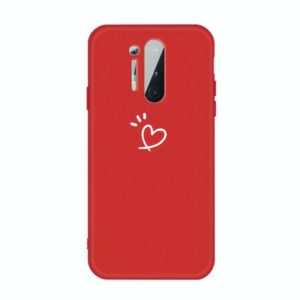 For OnePlus 8 Pro Three Dots Love-heart Pattern Frosted TPU Protective Case(Red) (OEM)