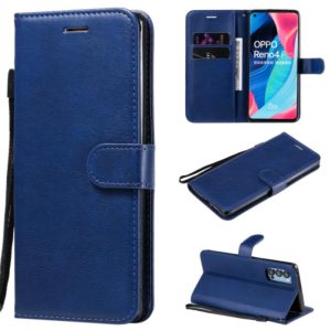 For Oppo Reno4 Pro 5G Solid Color Horizontal Flip Protective Leather Case with Holder & Card Slots & Wallet & Photo Frame & Lanyard(Blue) (OEM)