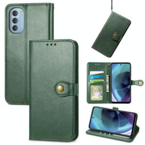 For Motorola Moto G51 Solid Color Leather Buckle Phone Case(Green) (OEM)