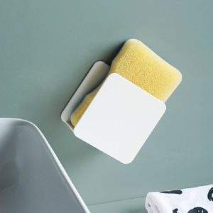 Kitchen Sink Sponge Rack Wall-mounted Scouring Pad Drain Rack(White) (OEM)