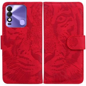 For Tecno Spark 8 / 8T Tiger Embossing Pattern Horizontal Flip Leather Phone Case(Red) (OEM)