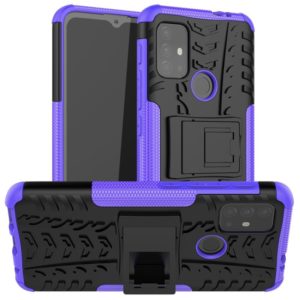 For Motorola Moto G30 Tire Texture Shockproof TPU+PC Protective Case with Holder(Purple) (OEM)