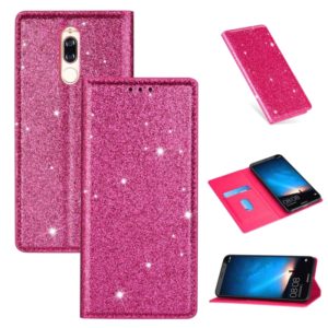 For Huawei Mate 10 Lite Ultrathin Glitter Magnetic Horizontal Flip Leather Case with Holder & Card Slots(Rose Red) (OEM)