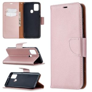 For Samsung Galaxy A21s Pure Color Horizontal Flip PU Leather Case with Holder & Card Slots & Wallet & Lanyard(Rose Gold) (OEM)