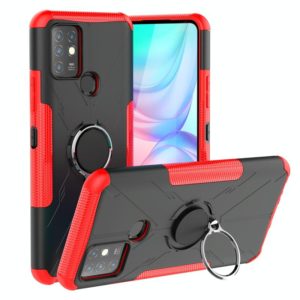For Infinix Note 10 Armor Bear Shockproof PC + TPU Protective Case with Ring Holder(Red) (OEM)