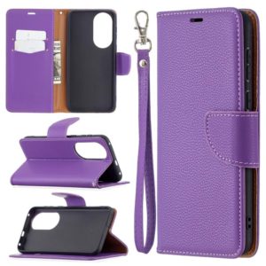 For Huawei P50 Litchi Texture Pure Color Horizontal Flip Leather Case with Holder & Card Slots & Wallet & Lanyard(Purple) (OEM)