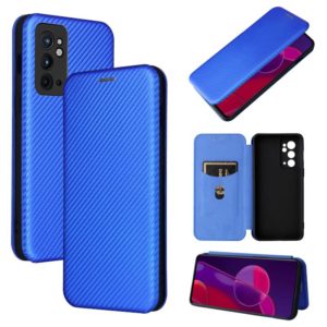For OnePlus 9RT Carbon Fiber Texture Horizontal Flip Leather Phone Case(Blue) (OEM)