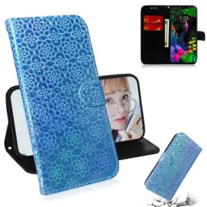 For LG G8 ThinQ Solid Color Colorful Magnetic Buckle Horizontal Flip PU Leather Case with Holder & Card Slots & Wallet & Lanyard(Blue) (OEM)