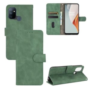 For OnePlus Nord N100 Solid Color Skin Feel Magnetic Buckle Horizontal Flip Calf Texture PU Leather Case with Holder & Card Slots & Wallet(Green) (OEM)
