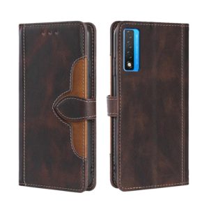 For TCL 20 5G / 20L Skin Feel Straw Hat Magnetic Buckle Leather Phone Case(Brown) (OEM)