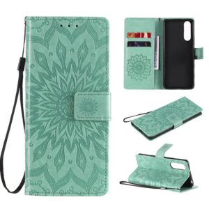 For Sony Xperia5 II Sun Embossing Pattern Horizontal Flip Leather Case with Card Slot & Holder & Wallet & Lanyard(Green) (OEM)