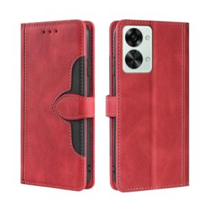For OnePlus Nord 2T Skin Feel Magnetic Buckle Leather Phone Case(Red) (OEM)