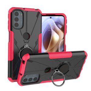 For Motorola Moto G41 Armor Bear Shockproof PC + TPU Phone Protective Case with Ring Holder(Rose Red) (OEM)