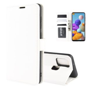 For Galaxy A21s R64 Texture Single Horizontal Flip Protective Case with Holder & Card Slots & Wallet& Photo Frame(White) (OEM)