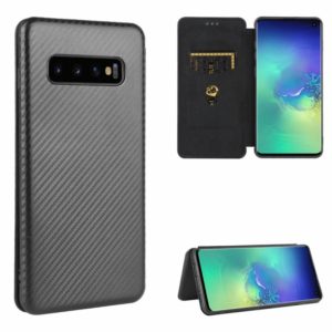 For Samsung Galaxy S10 Carbon Fiber Texture Horizontal Flip TPU + PC + PU Leather Case with Rope & Card Slot(Black) (OEM)