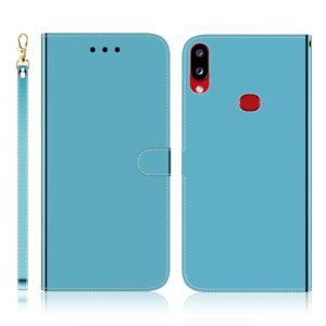 For Galaxy A10s Imitated Mirror Surface Horizontal Flip Leather Case with Holder & Card Slots & Wallet & Lanyard(Blue) (OEM)